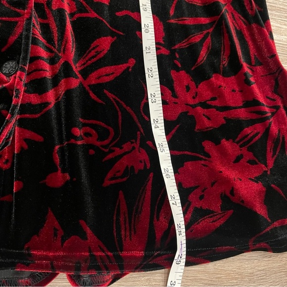 Vtg 90s Kathie Lee Velvet Button Up Women’s Large Black Red Floral Whimsigoth - Picture 9 of 10